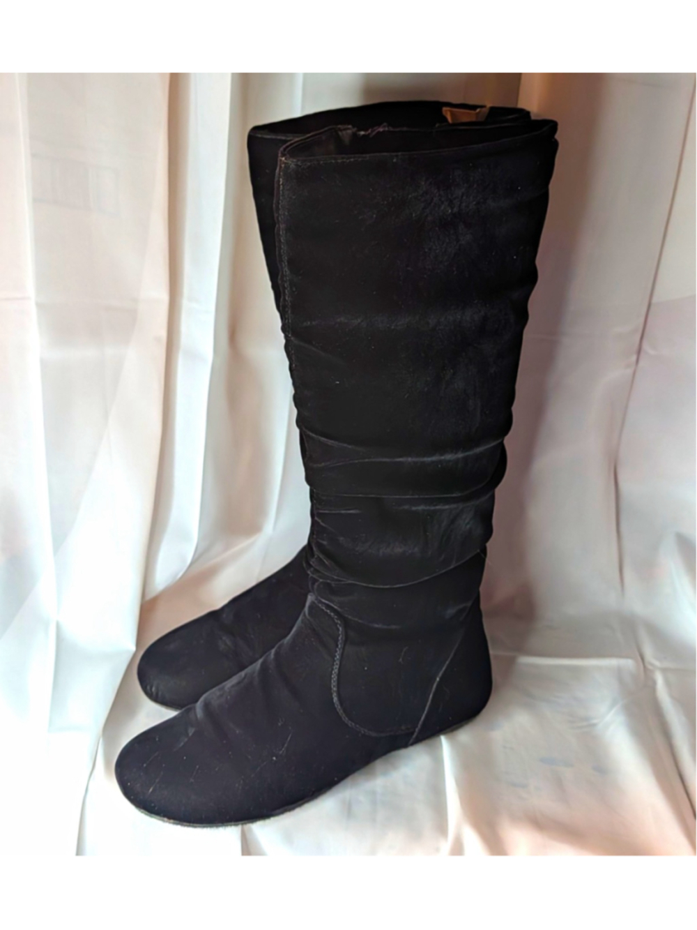 Hot Cakes Saturn Women’s 7.5M Black Faux Suede Tall Slouch Boots Side Zip